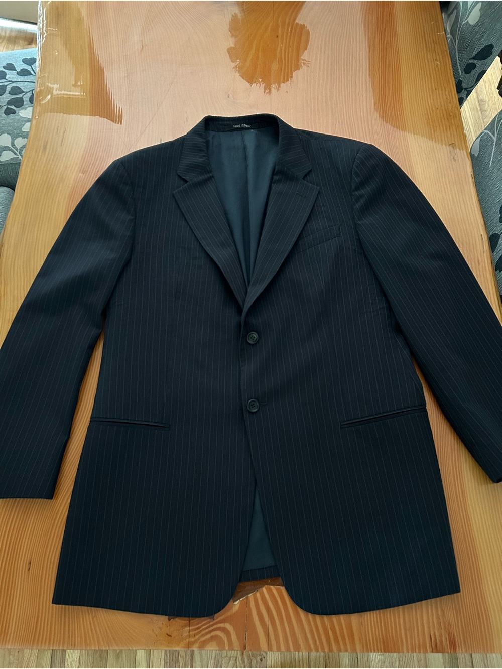 Armani Collezioni Navy Pinstripe Men's Suit Jacket